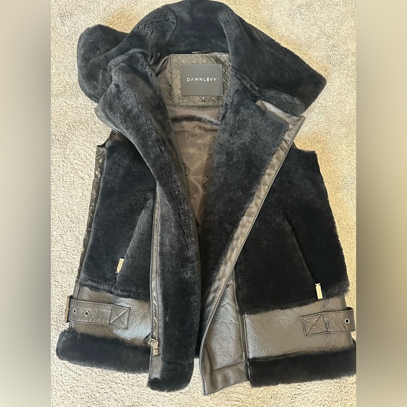 Dawn Levy Black Leather, Puffer and Faux Fur Vest - Picture 1 of 3